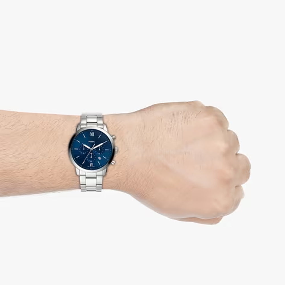 Fossil Men's Neutra Chrono Quartz Stainless Steel Casual Watch Silver Blue