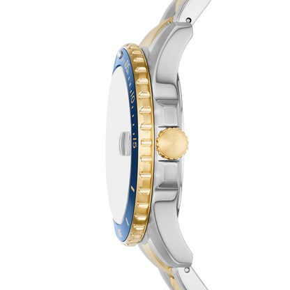 Fossil Men Stainless Steel Analog Blue Dial Watch Band Color-Multicolor