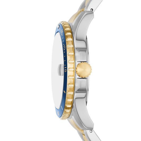 Fossil Men Stainless Steel Analog Blue Dial Watch Band Color-Multicolor
