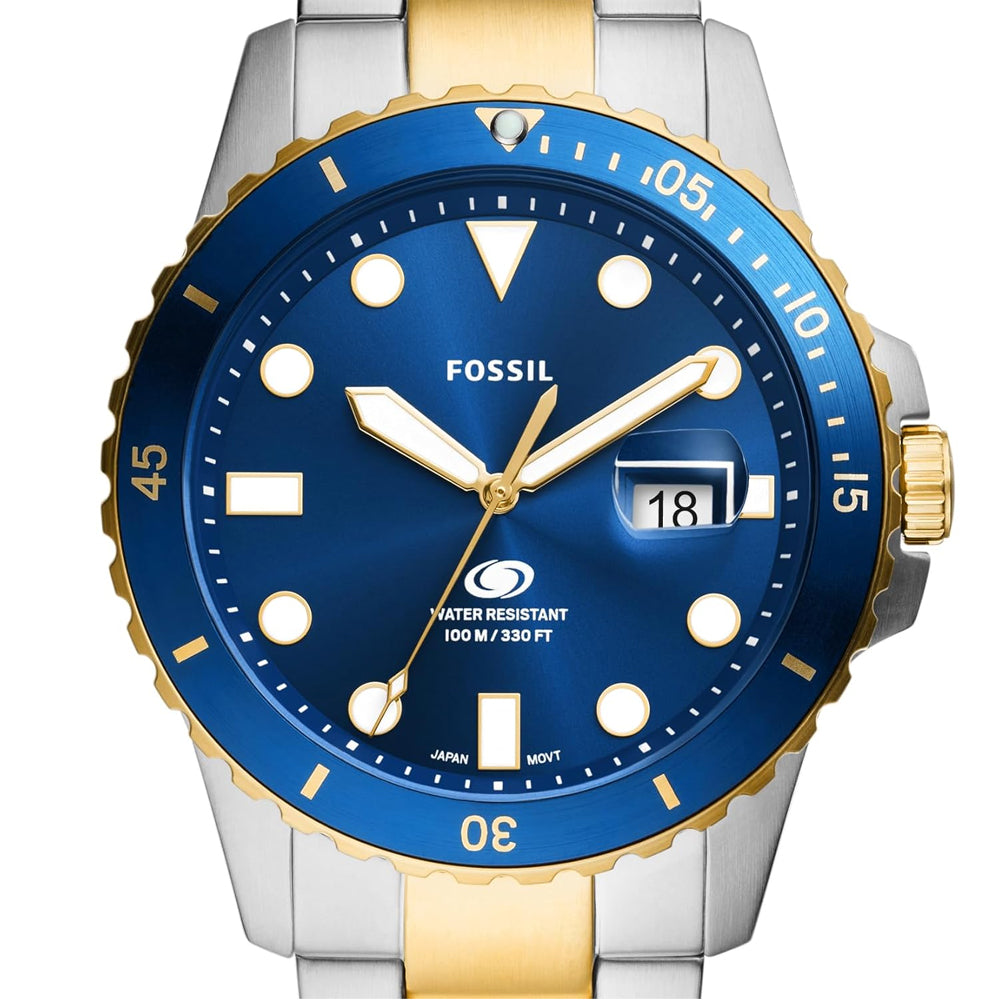 Fossil Men Stainless Steel Analog Blue Dial Watch Band Color-Multicolor