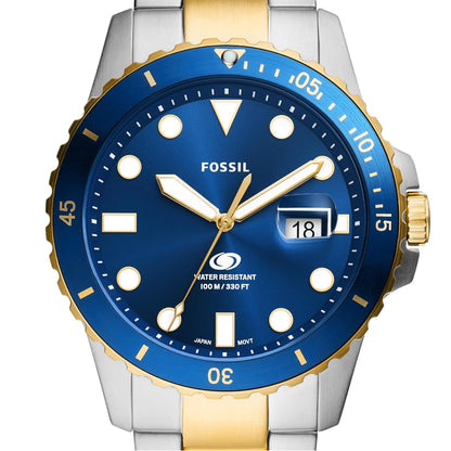 Fossil Men Stainless Steel Analog Blue Dial Watch Band Color-Multicolor