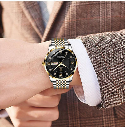Luxury Watch for Men Stainless Steel Date Week Sport Wrist Watch