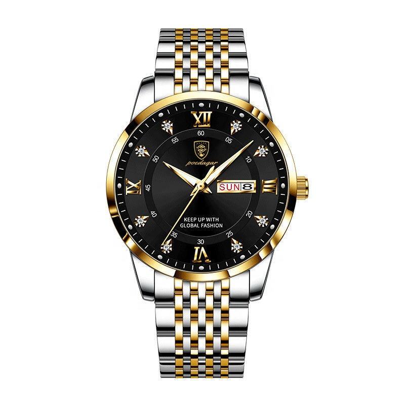 Luxury Watch for Men Stainless Steel Date Week Sport Wrist Watch
