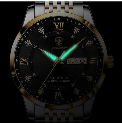 Luxury Watch for Men Stainless Steel Date Week Sport Wrist Watch