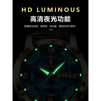 Fashion  Leather Sports Watch Elegant Week Waterproof Luminous Case Fashion Business